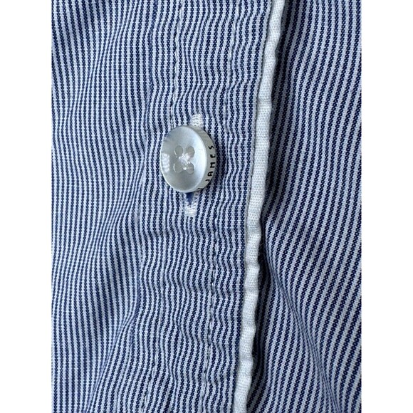 Saint James Button Down Shirt Womens Small Blue White Stripe Long Sleeve Coastal - Picture 7 of 13